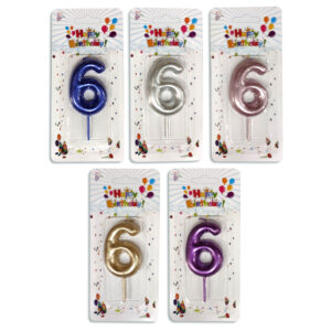 Vela de cumpleaños metalizada Nº6