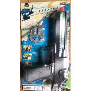 Pistola Super con insignia en blister