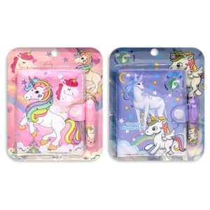 Libreta con bolígrafo unicornio