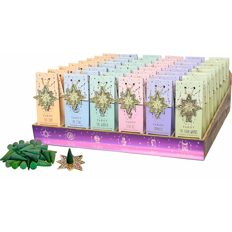 Inciensos en cono x30 colección Tarot con porta incienso de metal