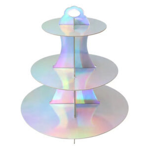 Porta cupcake holográfico 3 pisos