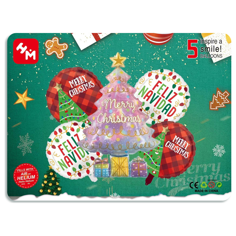 Globo para helio Feliz Navidad x5