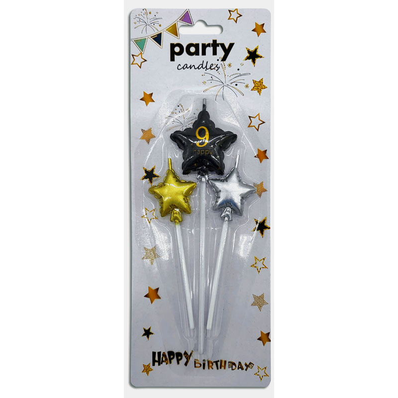 Vela de cumpleaños Star Nº9 x3