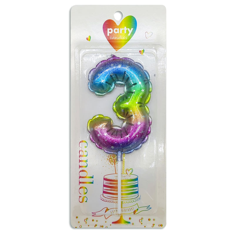 Vela de cumpleaños multicolor Nº3