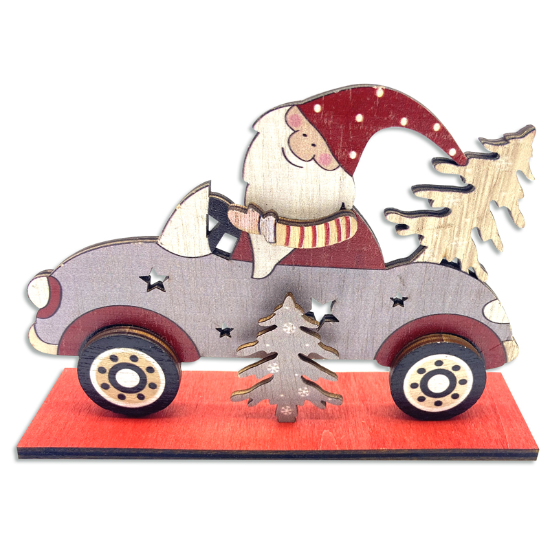Papá Noel decorativo con auto