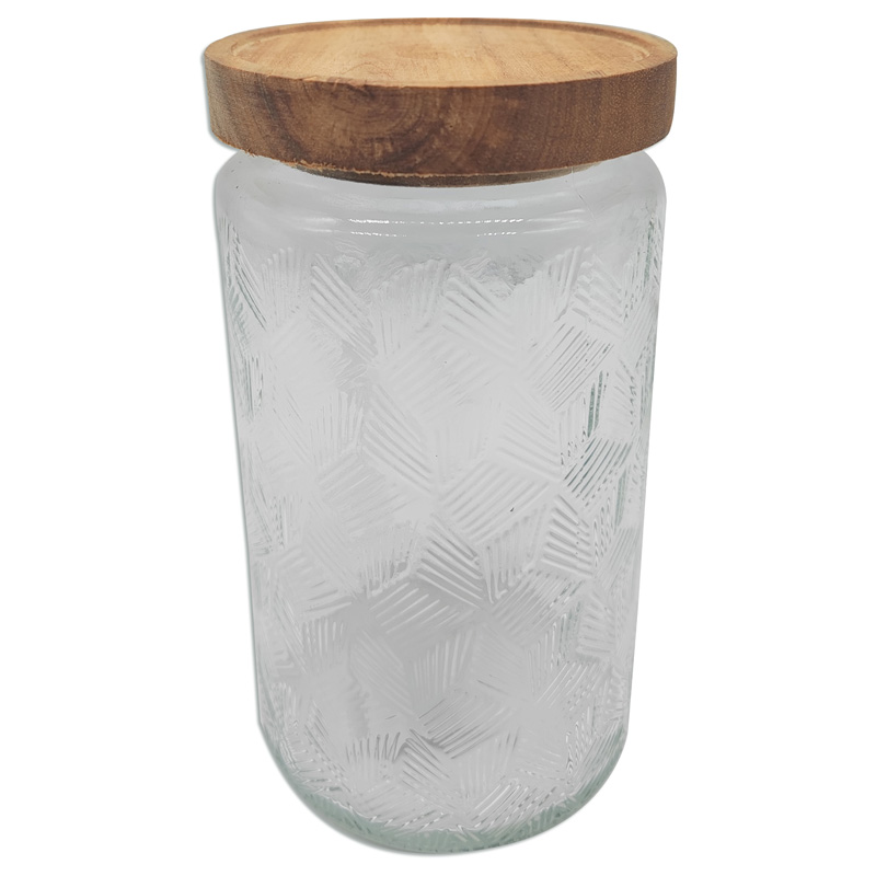 Frasco de vidrio con tapa wood