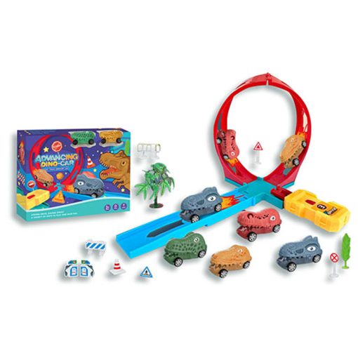 Pista de autos Advancing DinoCar en caja con ventana