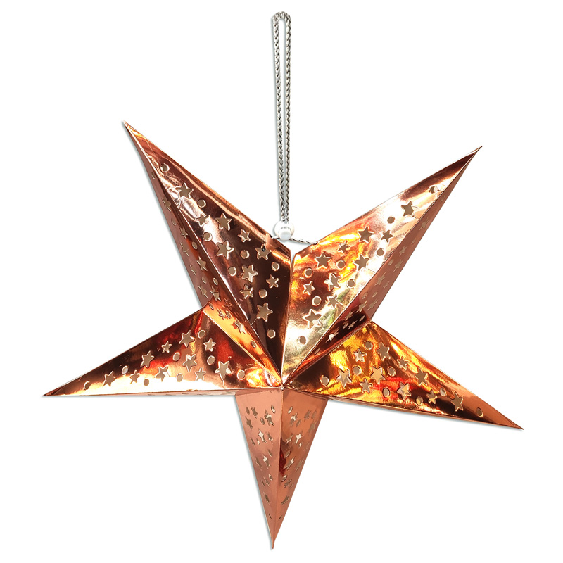 Estrella decorativa calada para colgar metalizada