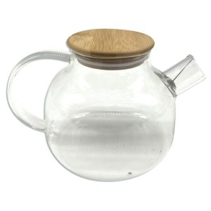 Jarra de vidrio con tapa de madera