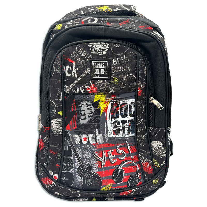 Mochila Bonus® Culture 3 cierres con bolsillo al frente Rockstar