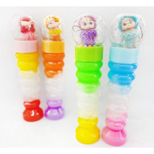 Slime en tubo ondeado con muñeca