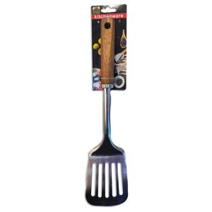 Espátula de acero inoxidable con mango madera