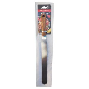 Espátula recta de acero inoxidable con mango madera