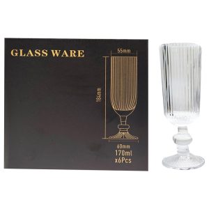 Copa de vidrio facetada alta x6