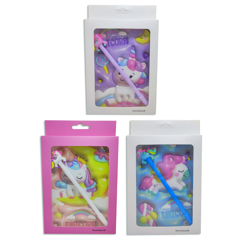 Libreta Unicornio 3D con bolígrafo