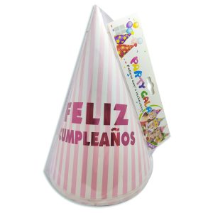 Gorro Feliz Cumpleaños a rayas x6