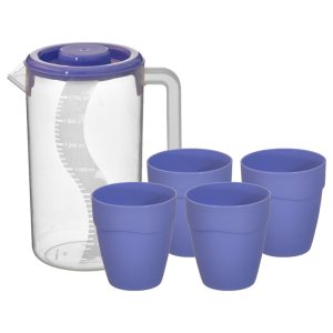 Jarra plástica Verano con 4 vasos