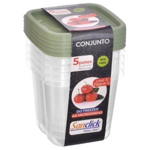 Recipiente plástico cuadrado x5