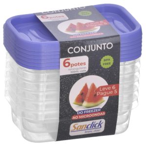 Recipiente plástico cuadrado x6