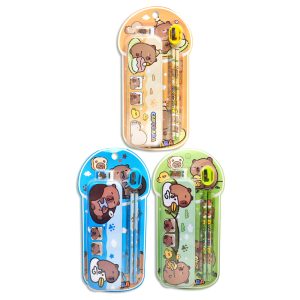 Set escolar 6pzas. Capybara con cartuchera de metal