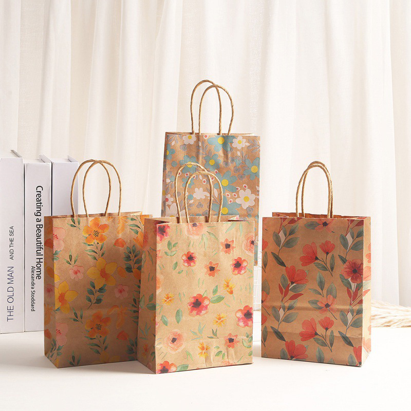 Bolsa de regalo kraft Flower x12 21x15x8cm