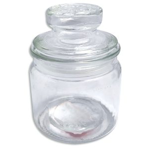 Frasco de vidrio con tapa de vidrio