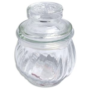 Frasco de vidrio con tapa de vidrio