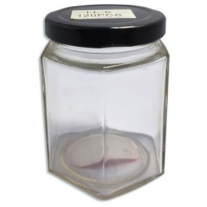 Frasco de vidrio con tapa de metal