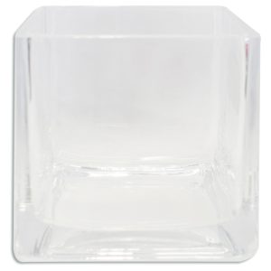 Florero de vidrio cuadrado