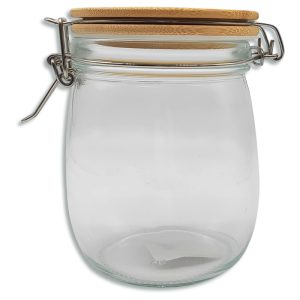 Frasco de vidrio con tapa wood