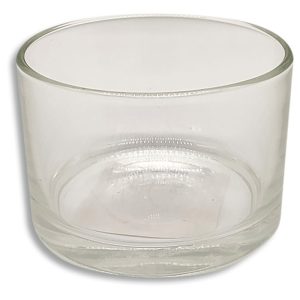 Florero de vidrio cilíndrico bajo