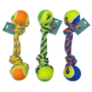 Juguete para mascota cuerda con pelotas