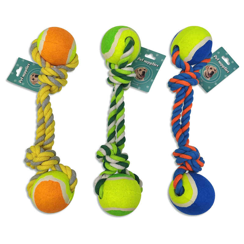 Juguete para mascota cuerda con pelotas