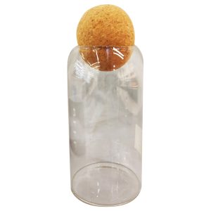 Frasco de vidrio con tapa esfera de corcho
