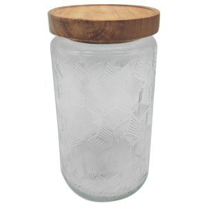 Frasco de vidrio con tapa wood