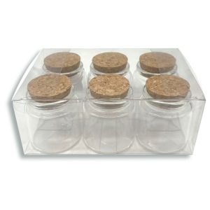 Frasco de vidrio con tapa corcho x6