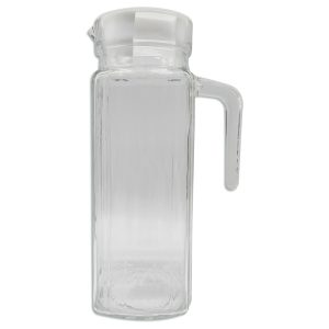 Jarra de vidrio cuadrada con líneas