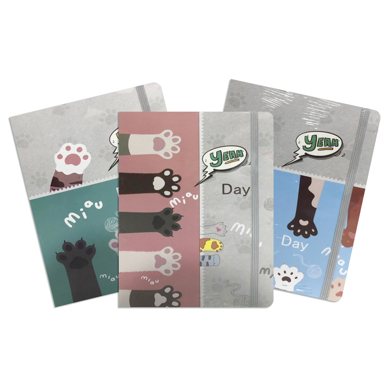 Cuaderno tapa dura con elástico Meow