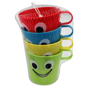 Taza plástica carita x4