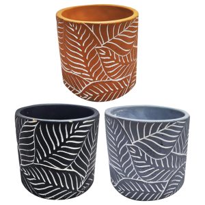 Macetero de cerámica Hojas - negro, marrón, azul