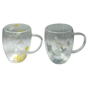 Taza de vidrio Flower - 2 diseños - 350ml - 8.5x1