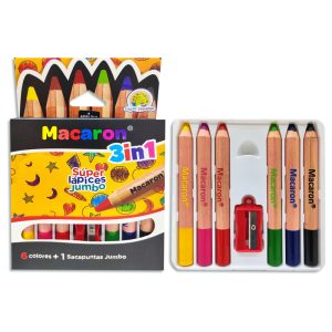 Lápiz de color Jumbo x6 con sacapuntas