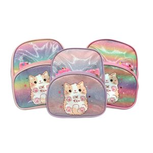 Mochila Cat Love 1 cierre y bolsillo al frente