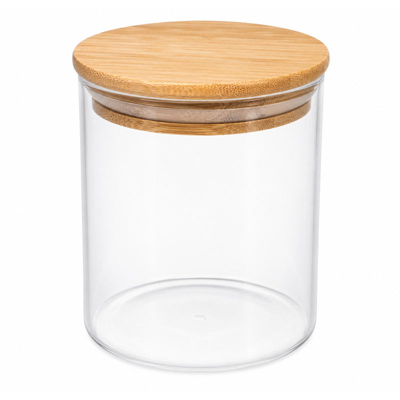Frasco de vidrio con tapa wood