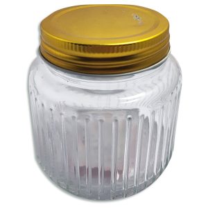 Frasco de vidrio con tapa de metal