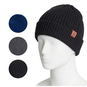 Gorro tejido de hombre con forro de piel