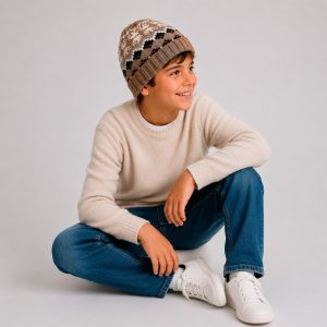 Alternative view of Gorro tejido infantil rombos