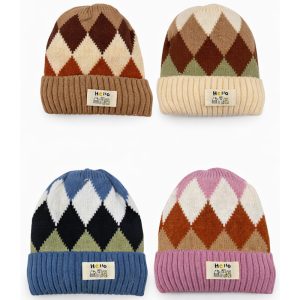 Gorro tejido infantil rombos