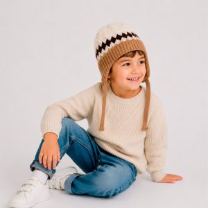 Alternative view of Gorro tejido infantil Rombos con tapa orejas y forro de piel