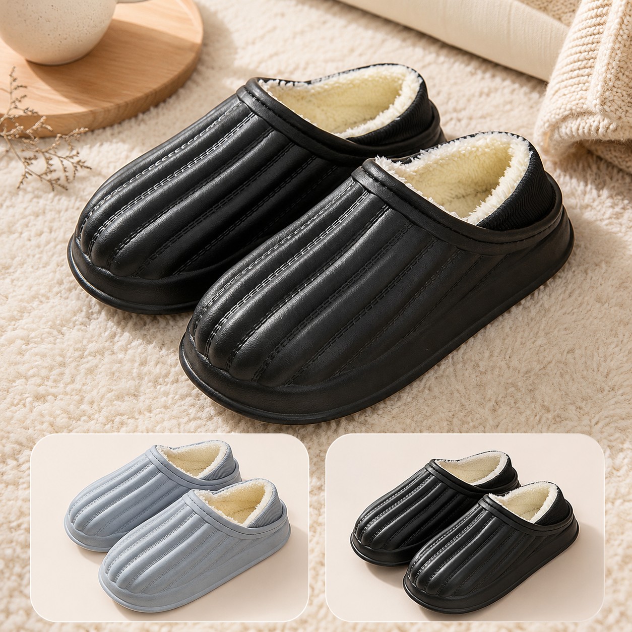 Pantufla de hombre cerrada de eva Zebra con interior de abrigo - Imagen 2